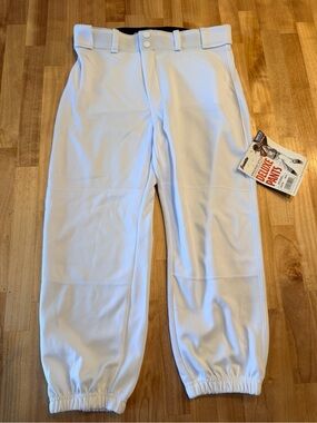 Kids White Baseball Pants with Elastic Ankles